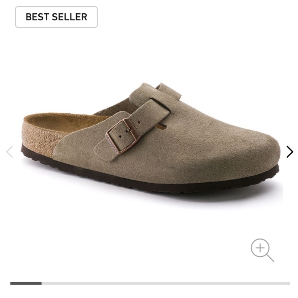 Birkenstock Boston Taupe Suede Soft Footbed Size 37